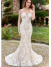 Strapless Sweetheart Neck Ivory Lace Tulle Romantic Wedding Dress